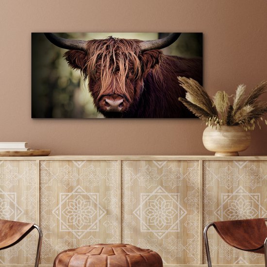 Tableau aluminium 80x40 cm - Décoration murale métal - Highlander écossais - Lumière - Portrait - Nature - Décoration murale métal salon - Décoration industrielle - Photo sur dibond - Accessoires industriels chambre