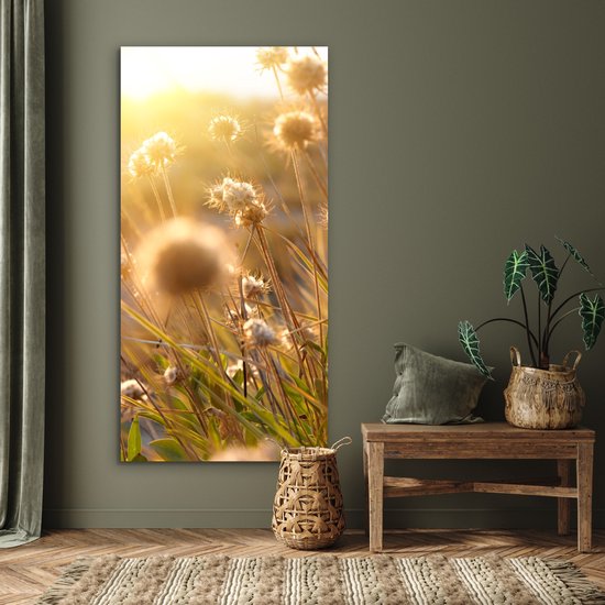 Décoration murale Métal - Peinture Aluminium Industriel - Plantes - Nature - Fleurs - Soleil - Horizon - 80x160 cm - Dibond - Photo sur aluminium - Décoration murale industrielle - Pour le salon/chambre
