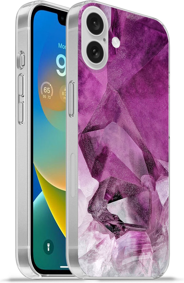 Telefoonhoesje Geschikt voor Apple Iphone 16 Plus hoesje - Kristal - Natuursteen - Luxe - Siliconen Telefoonhoesje Telefoonhoesje