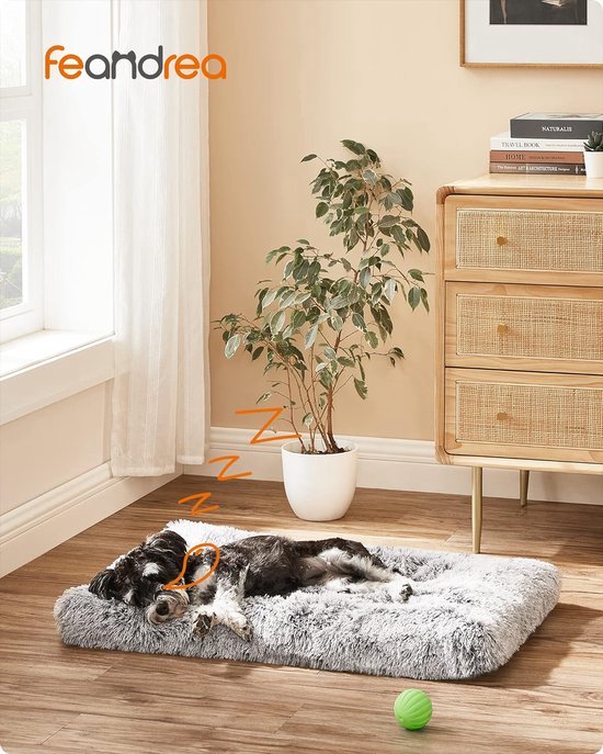 Jaspuriea Klein hondenbed, wasbare matras voor hondenbench, pluizige matras, anti-angst, luxe, pluche hondenmat met antislip onderkant, 60 x 45 x 6 cm