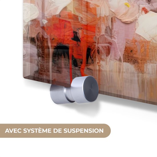 MuchoWow® Glasschilderij 90x60 cm - Schilderij acrylglas - Bloemen - Watercolor - Roze - Abstract - Kunst - Foto op glas - Muurdecoratie woonkamer - Wanddecoratie slaapkamer - Schilderijen