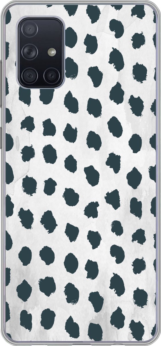 Telefoonhoesje Geschikt voor Samsung Galaxy A51 hoesje - Stippen - Zwart - Marmer print - Siliconen Telefoonhoesje Telefoonhoesje