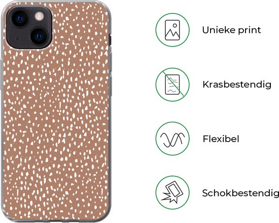 Coque de téléphone compatible avec iPhone 13 - Motifs à pois - Wit - Marron - Siliconen