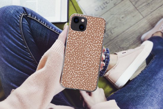 Coque de téléphone compatible avec iPhone 13 - Motifs à pois - Wit - Marron - Siliconen