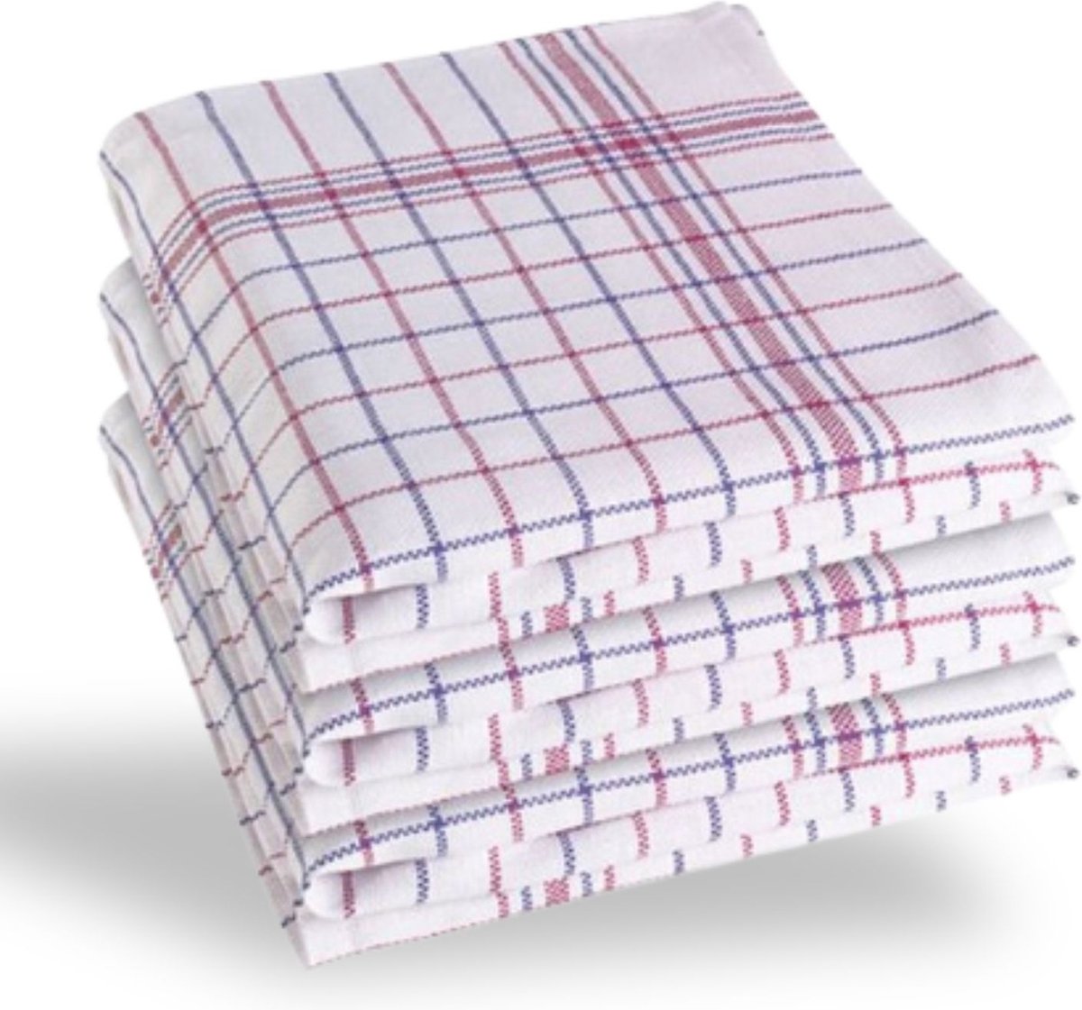 Droomtextiel Theedoeken Nationale Ruit - Rood/Blauw - 65x65 cm - Set van 6 - 100% Katoen