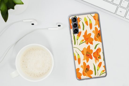 Étui téléphonique Convient pour Samsung Galaxy S21 étui - Fleurs - Lys - Motifs - Étui téléphonique Siliconen Étui téléphonique