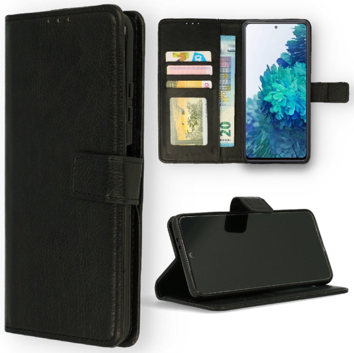 Telefoonhoesje Geschikt voor Samsung S22 Ultra- A Kwaliteit Bookcase - Zwart - Ruimte voor 3 pasjes