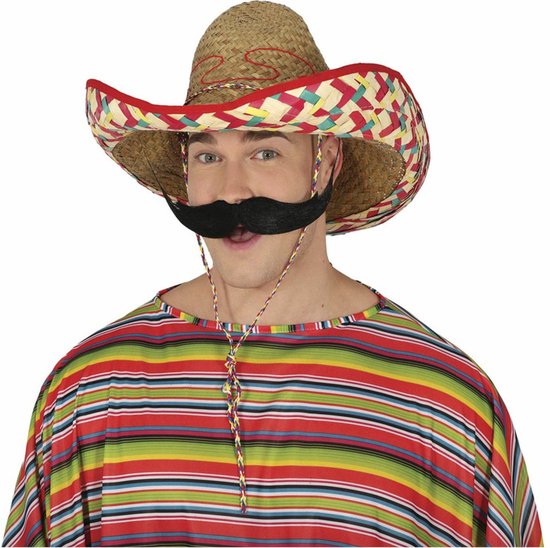 Fiestas Guirca Mexicaanse Sombrero - volwassenen - carnaval accessoires - dark/multi - dia 50 cm