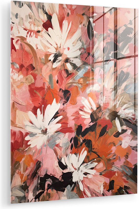 MuchoWow® Peinture sur verre - Fleurs - Art - Abstrait - Peinture - 90x120 cm - Peintures sur verre acrylique - Photo sur Glas