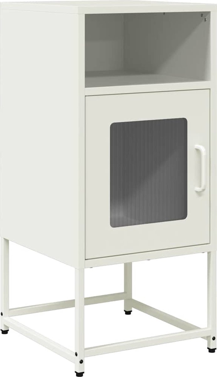vidaXL Nachtkastje - 36x39x78 - cm - koudgewalst - staal - wit