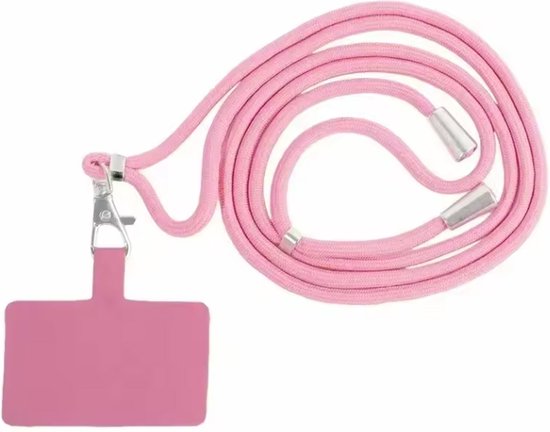 Smartphonica Telefoonkoord universeel - verstelbaar afneembaar koord voor mobiele telefoon - roze