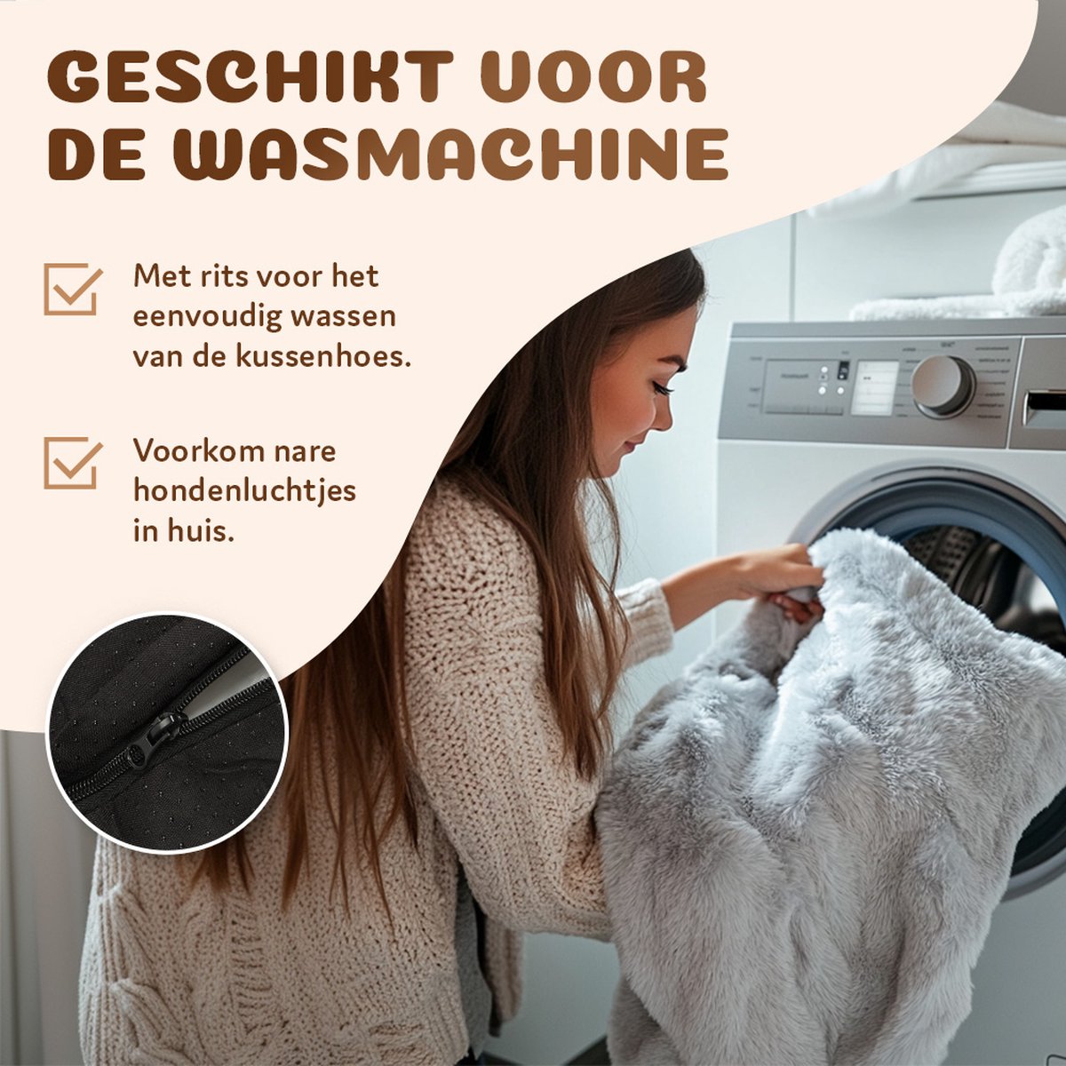 Pet Perfect Orthopedische Hondenmand – Donut Hondenmand – Hondenkussen – Hondenbed – Wasbaar - 100 cm - Grijs thumbnail 5