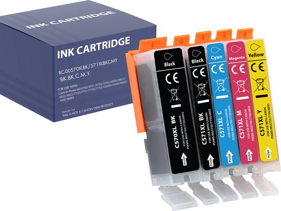 Cartouches D'encre Compatibles Canon PGI570 CLI571 XL - Pour Imprimantes Pixma TS5053 TS5055 TS6000 - Neuf