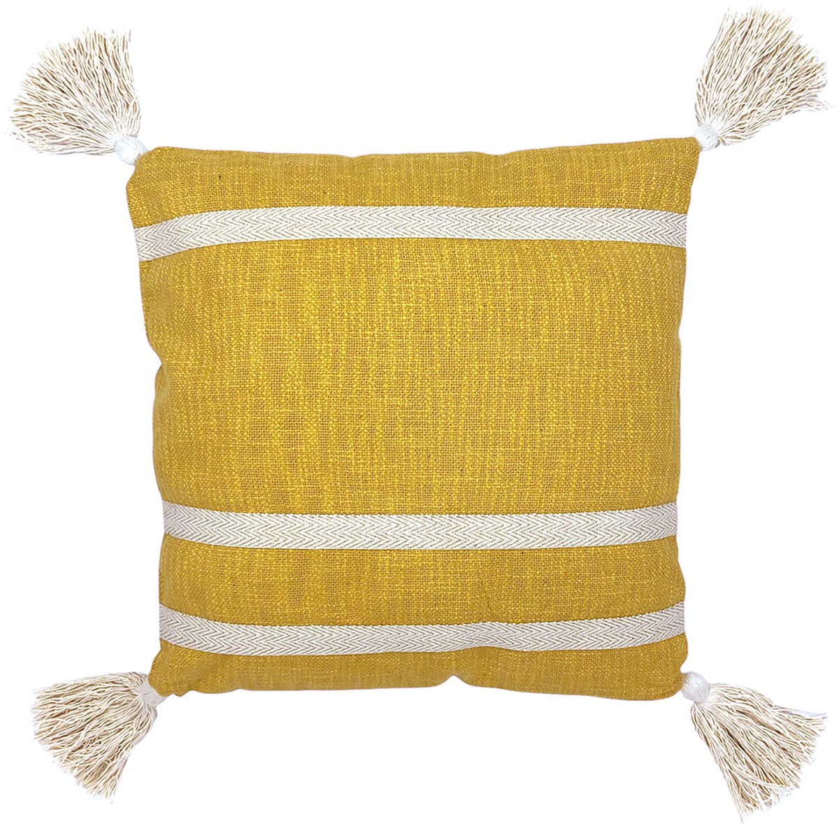 Lavandoux Sierkussen - Kussen met Kwastjes - Geel - 45x45