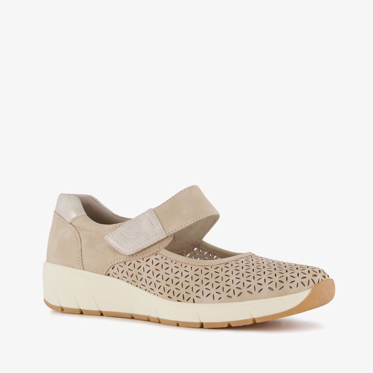 Softline dames ballerina's met perforaties beige