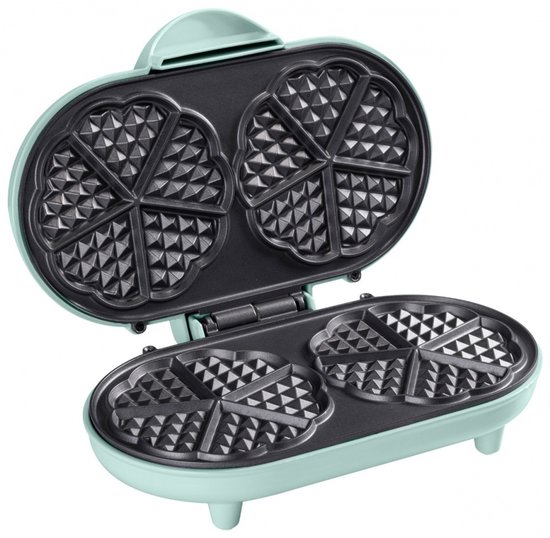Bestron Wafelijzer - ADWM1000M - 1000W - 10 hartvormige wafels - Anti aanbaklaag - Mint - 5 jaar garantie van Bestron — afbeelding 2