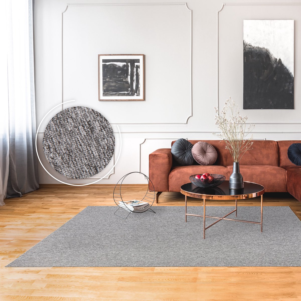 Flycarpets Laagpolig Vloerkleed Barnova Gemeleerd - Grijs