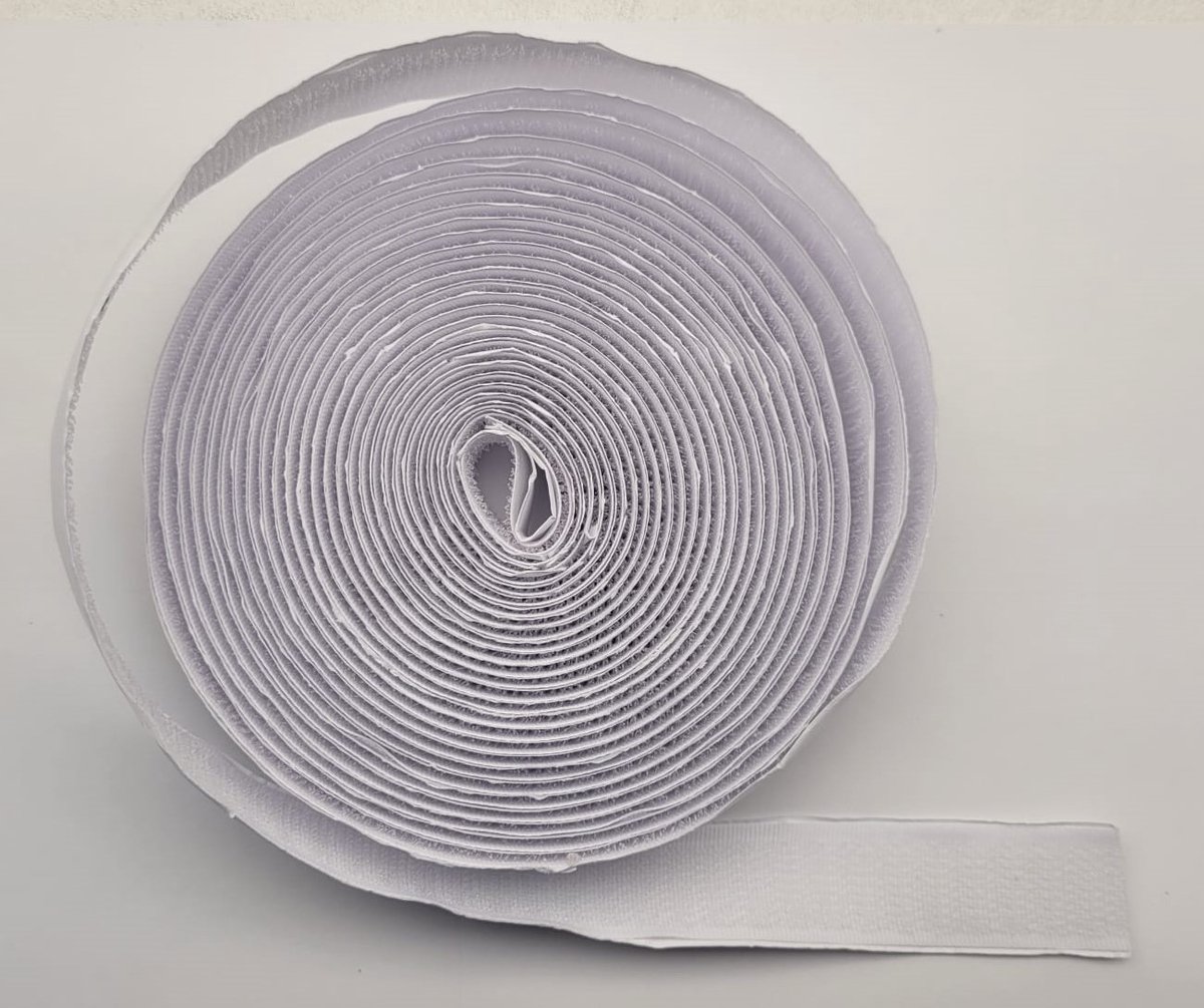 Ki-tec - Klittenband - Velcro - 1 x 6 Meter - Alleen Haakband - Wit - Speciaal voor Vliegengordijnen - 20 mm Breed - Extra Sterk - Zelfklevend