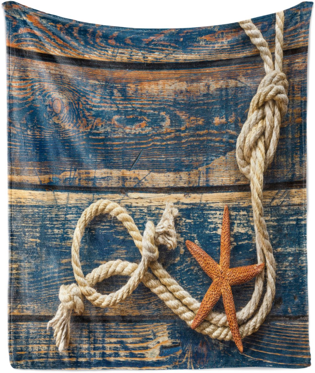New Bed Maritiem en Zeesterren Hout Zachte Flanellen Fleece Deken, 125 cm x 175 cm