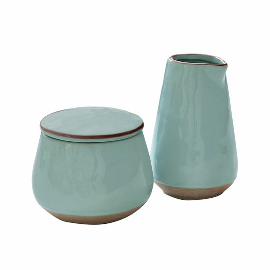 LOBERON Sucrier et pot à lait Biarré turquoise