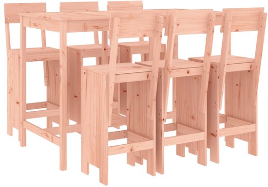 Ensemble de salle à manger de jardin vidaXL 7 pièces - Bois Douglas Massief - 6 Tabourets de bar - Ensemble de bar en bois - Ensemble de jardin - Table de bar - Tabourets de bar - Bois Douglas