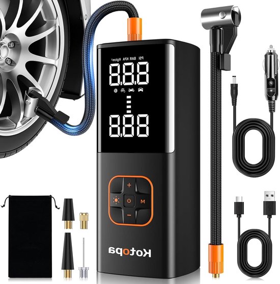 Elektrische Fietspomp - Scooter Motor Auto - Draagbare Luchtcompressor Bandenpomp Tot Wel 103 Bar Usb Oplaadbaar