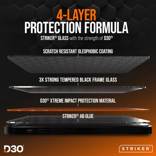 Protecteur d'écran Striker compatible avec Apple iPhone 13 Pro Max Verres | Protection d'écran Striker Xtreme Impact - Compatible avec les coques