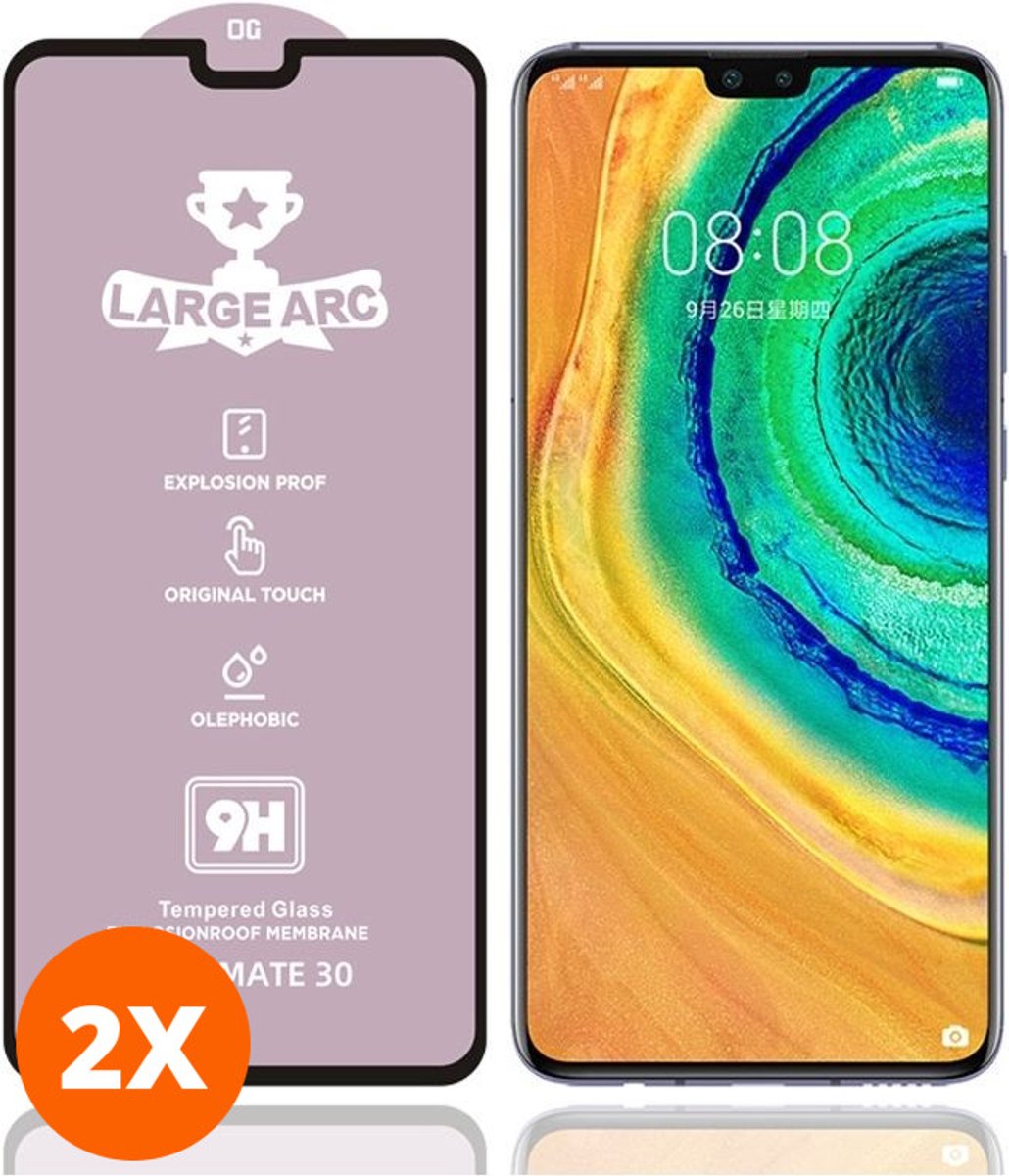 Mobigear Screenprotector geschikt voor Huawei Mate 30 Glazen | Mobigear Premium Screenprotector - Case Friendly - Zwart (2-Pack)