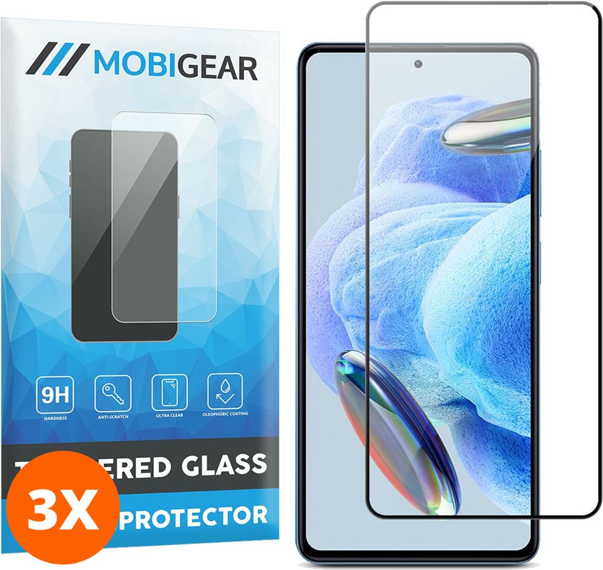 Mobigear Screenprotector geschikt voor Xiaomi Redmi Note 12 Pro 5G Glazen | Mobigear Premium Screenprotector - Case Friendly - Zwart (3-Pack)
