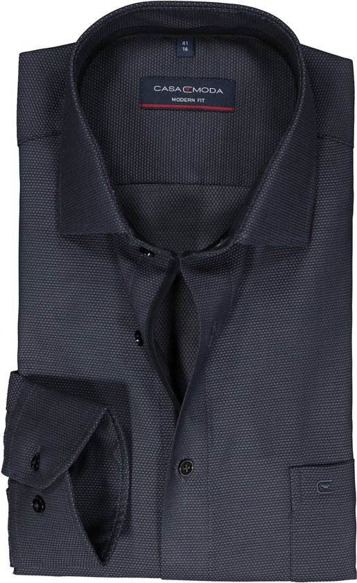 Chemise coupe moderne CASA MODA - dobby - anthracite - Taille : 43 - Sans repassage - Taille col : 43
