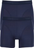 Twee navy Ten Cate boxershorts met logo op de tailleband.