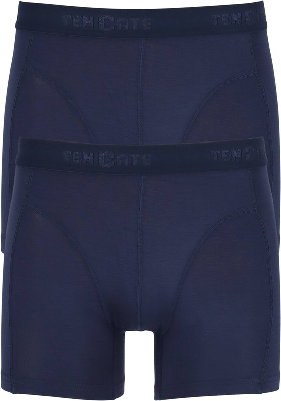 Twee navy Ten Cate boxershorts met logo op de tailleband.