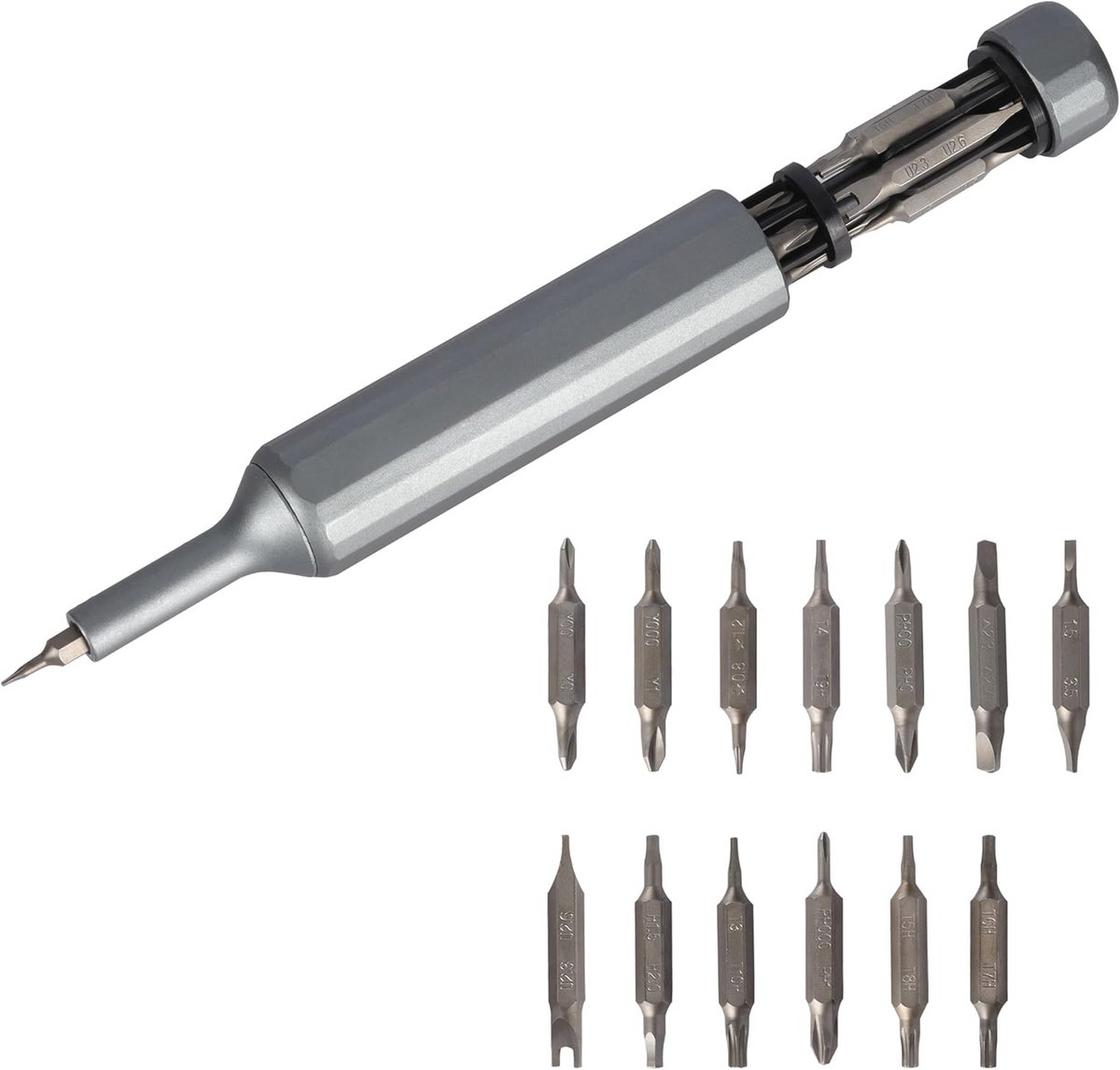 27-delige ratelschroevendraaier set met magnetische bitjes - Geschikt voor DIY werk - Inclusief handvat met 13 dubbelzijdige bitjes - Past op diverse schroeven
