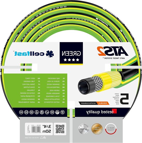 Cellfast Tuinslang QUATTRO Duurzaam, Lichtgewicht 4 Lagig, UV Bestendig Slang Versterkt Met Garen Gekruist Gevlochten 20 Bar 12 50m 10 063 2854057559