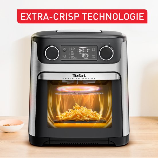 Tefal Easy Fry Multifunction airfryer met krokante frietjes, 'EXTRA-CRISP TECHNOLOGIE'.