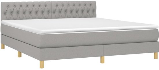 vidaXL Boxspring avec matelas Tissu Gris clair 180x200 cm - Boxspring - Sommiers - Lit - Meubles de couchage
