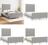 vidaXL Cadre de lit avec tête de lit Tissu Gris clair 120x200 cm - Cadre de lit avec tête de lit - Encadrements de lit avec têtes de lit - Lit - Meubles de couchage