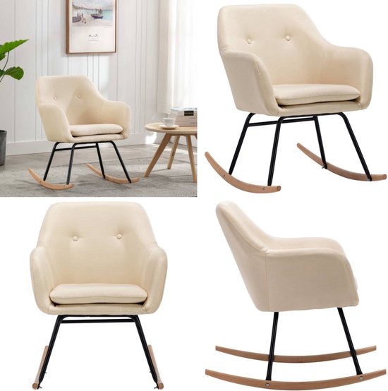 vidaXL Chaise à bascule Tissu Crème - Chaise à bascule - Chaises à bascule à bascule - Chaise à bascule - Chaises à bascule