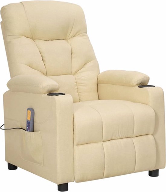 vidaXL Fauteuil de massage Tissu Crème - Fauteuil de massage - Fauteuils de massage - Fauteuil assis - Fauteuil
