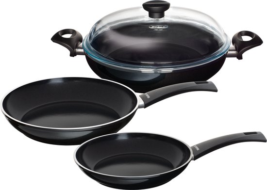 Foto: Navaris ronde gietijzeren mini pannetjes 4x cocotte pannenset met deksel set van 4 kleine pannen met gemailleerde coating in wit grijs en zwart