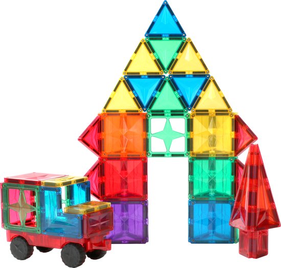 Magnetic Tiles 62 Stuks MNTL - Magnetische Tegels - Basic Teaching Aid Set - Montessori Speelgoed - STEAM Speelgoed - Speelgoed vanaf 3 jaar - Magnetisch Speelgoed