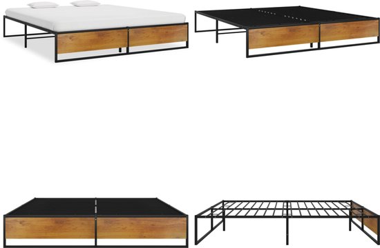 vidaXL Cadre de lit en métal Noir 200x200 cm - Cadre de lit - Encadrements de lit de lit - Lit double - Lits doubles
