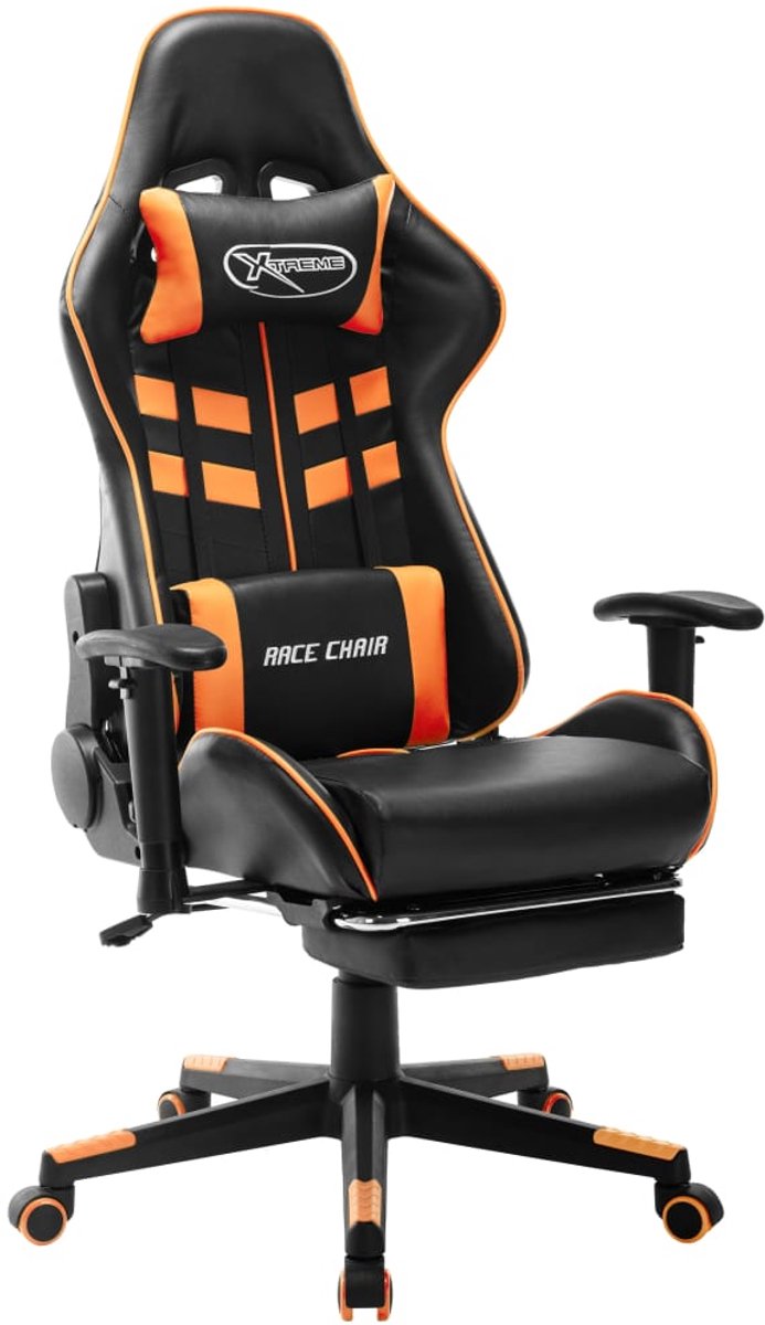 vidaXL Gamestoel - kunstleer - zwart - en - oranje zwart en oranje