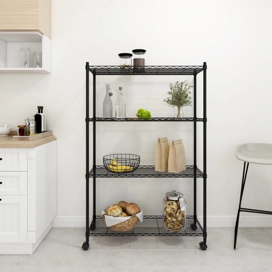 simplywire – Keukenkastjesorganizers - Set Van 4 opbergrekken – Zwart Kunststof Gecoat Staal