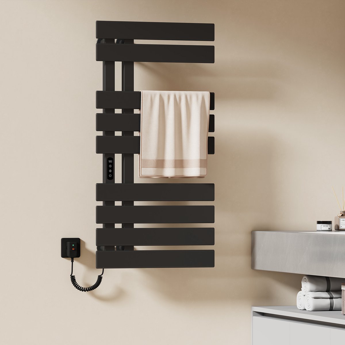 140x40 cm Future Elite elektrische Handdoekradiator Zwart (Ral 9005