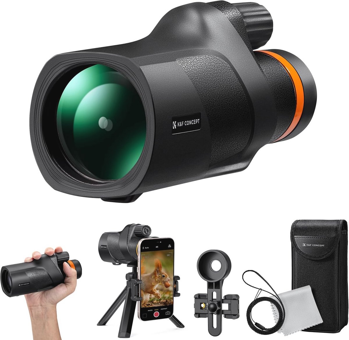 Image of 12x50 HD Monoculaire Telescoop voor Mobiele Telefoons - Ideaal voor Vogels Kijken, Jagen, Wandelen en Concerten