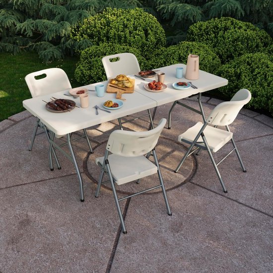 Vouwtafel \ Extra Sterkte Camping Buffet Bruiloft Markt Tuin Party 72.05 x 29.53 x 28.35 cm van Vö — afbeelding 5
