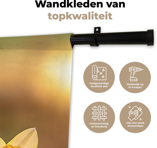 Wandkleed 90x135 cm - Wanddoek Bloemen - Geel - Wazig - Wandtapijt - Wandkleden