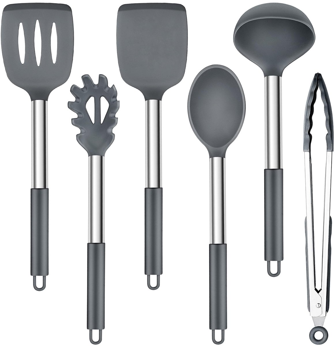 My Ninki ® Volledige Set Siliconen Keukenhulpen met Roestvrijstalen Handgrepen voor Efficiënt Koken