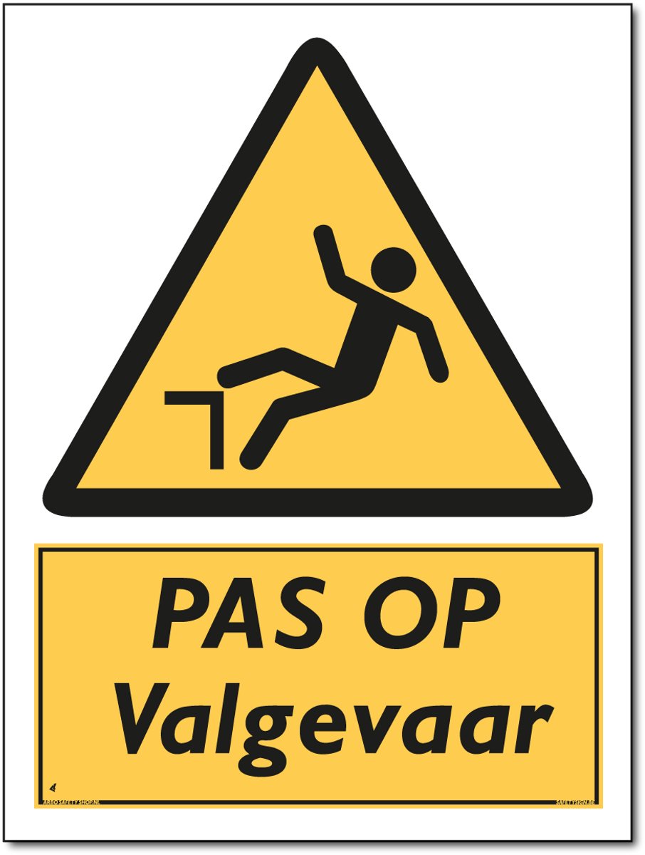 Valgevaar bord - PAS OP - Aluminium - 30 x 40 cm - Weerbestendig